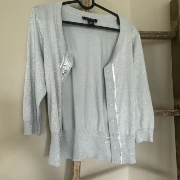 NWOT White House Black Market Silver Embellished Cardigan - Picture 8 of 9